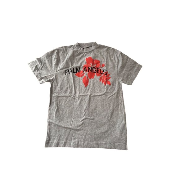 Palm Angels Gray & Red Floral Print T-Shirt Small - Picture 1 of 6